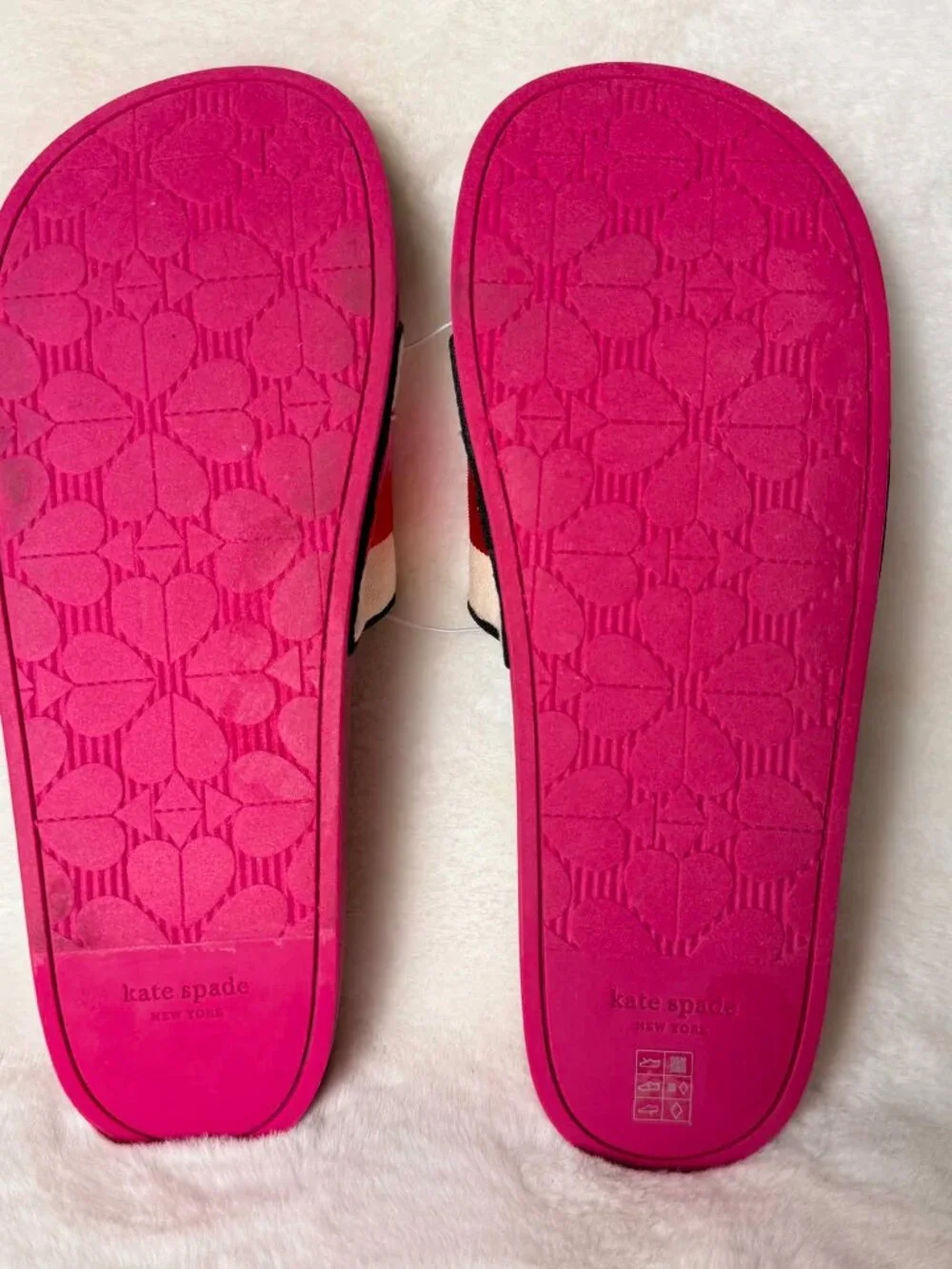 Kate Spade New York Logo Slip-On Slide Sandals Fuchsia Stripe